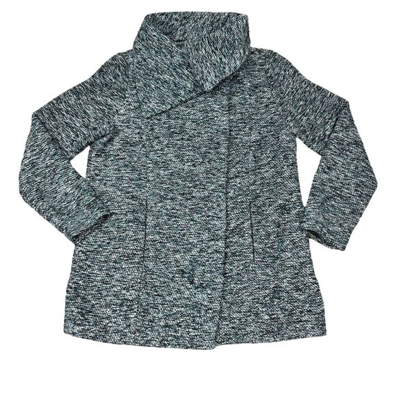 JACKSON Jackets & Blazers - JACK‎ Women's Textured Funnel Neck Coat Jacket Blue Black White Size M